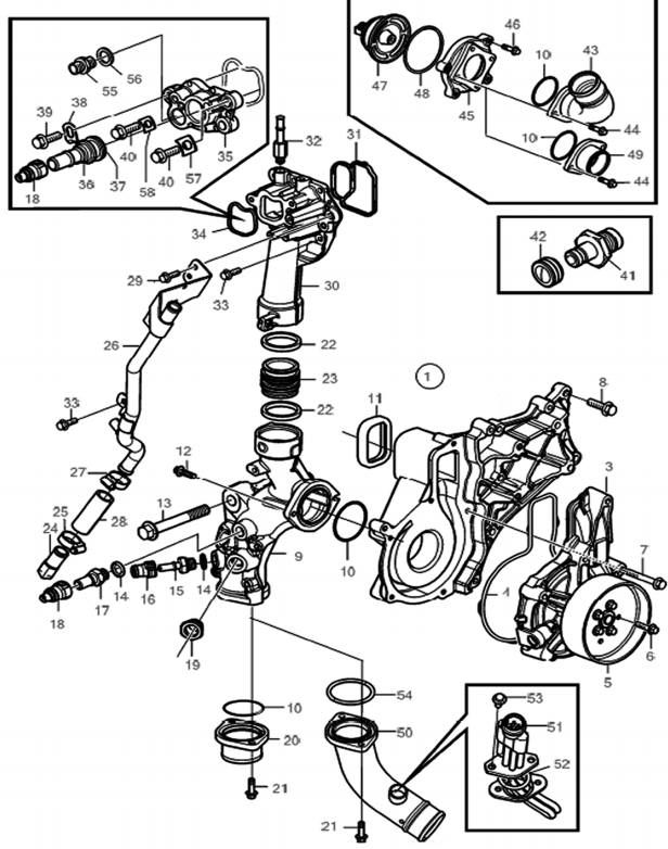 60349742 Water pump and piping assembly