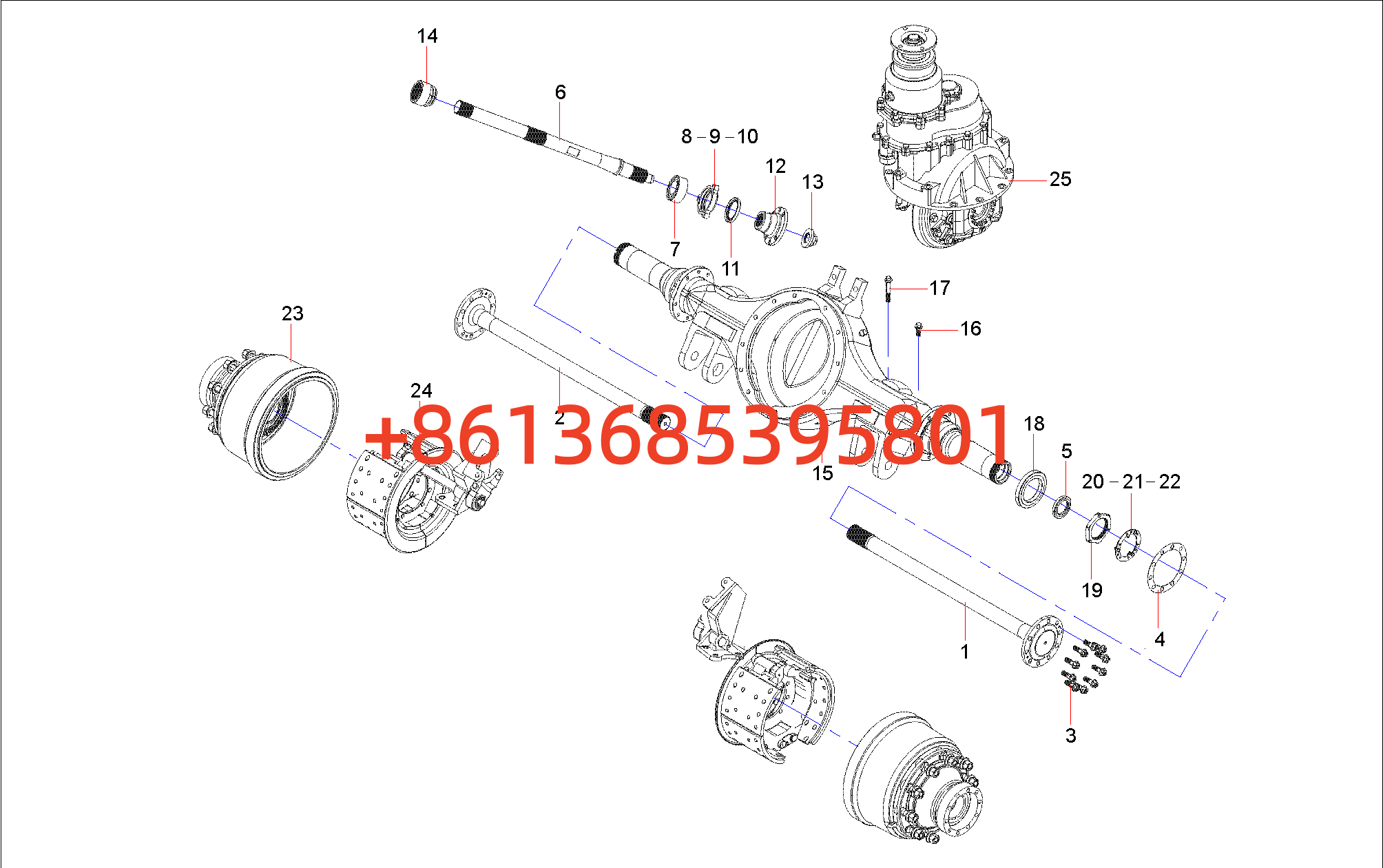 60122831 Middle axle assembly