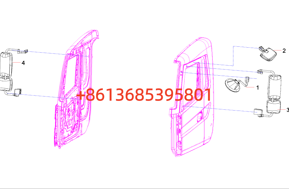 12222634 Right rudder cab mirror assembly(25t)SJC