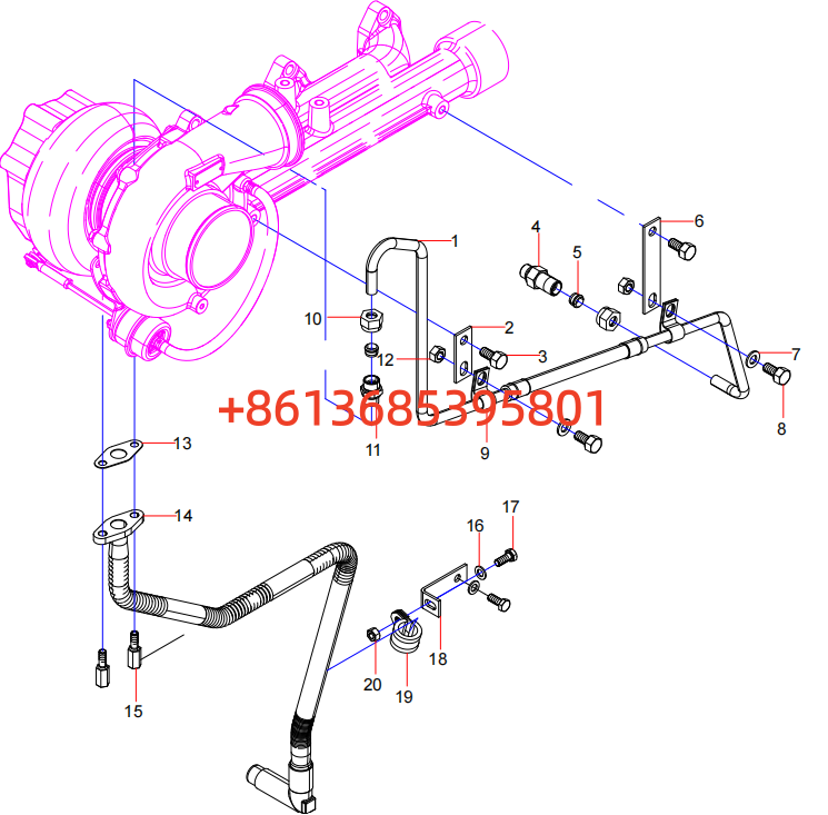 160102120008A203 Turbocharger Lubricating Oil Pipe Assembly